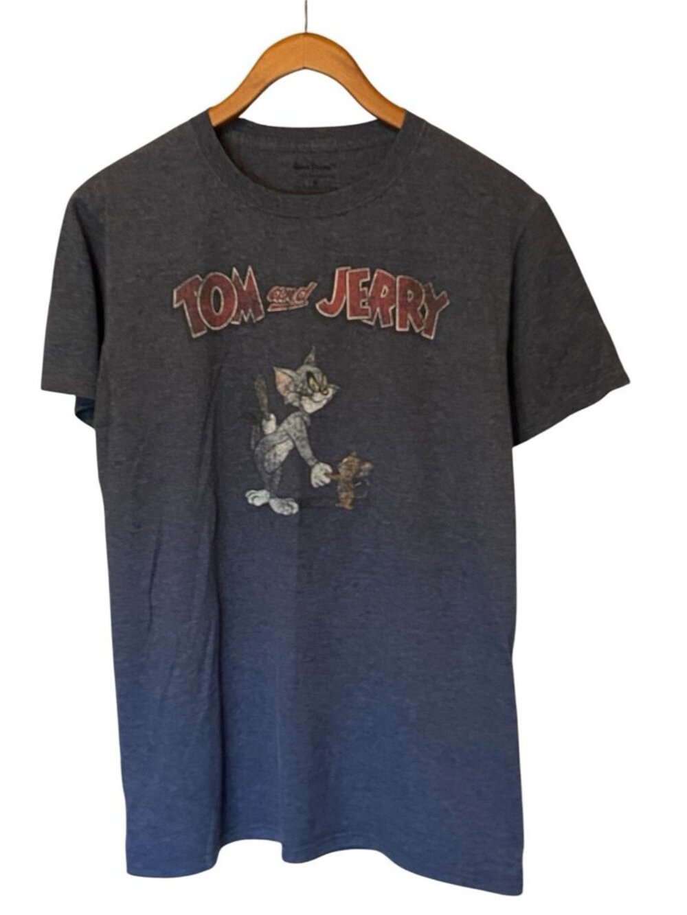 Tom & Jerry T-Shirt Men's M Gray Retro Hanna-Barbera Cartoon Cat Mouse Tee